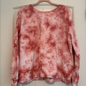 Time and Tru Coral and White Tie-Dye Top